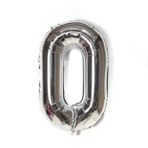 Number Balloon 0 Silver 32"