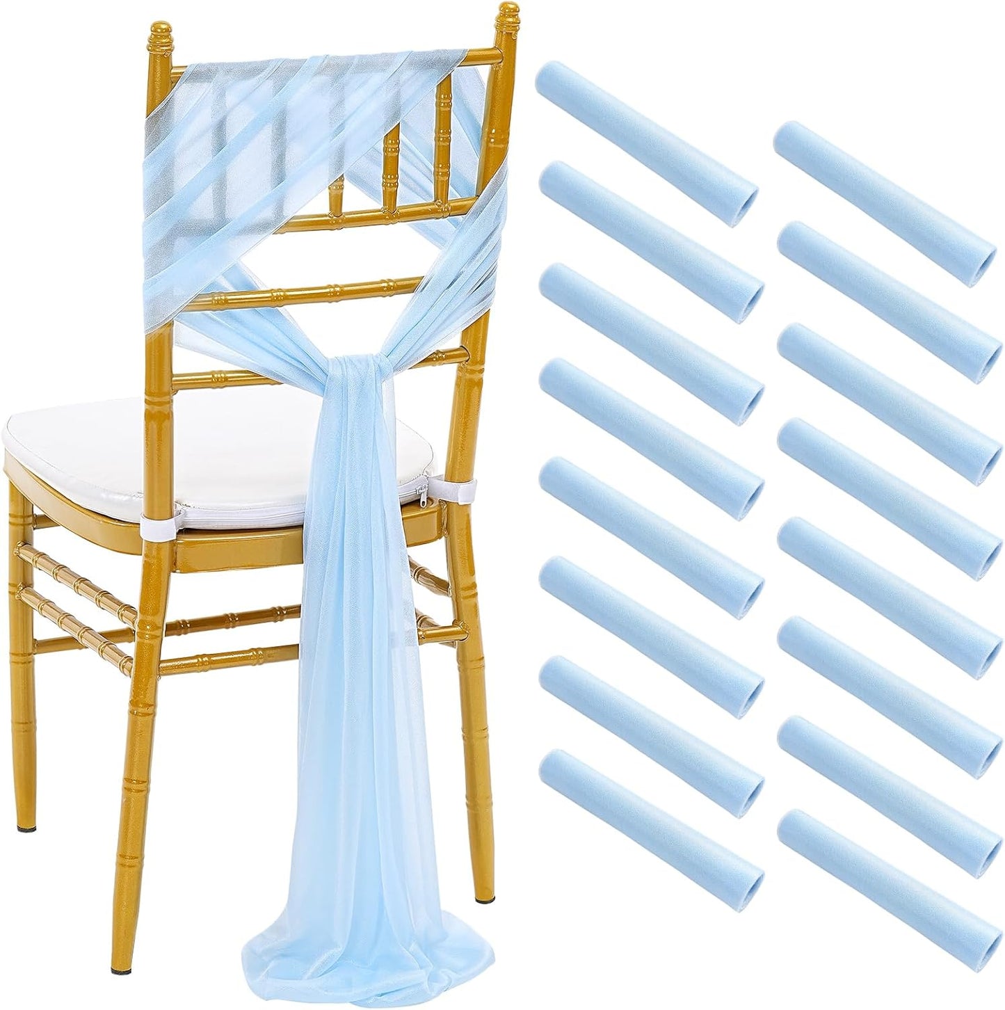Chair linen - shair sash light blue chiffon