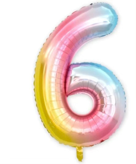 Number Balloon 6 Rainbow 32"