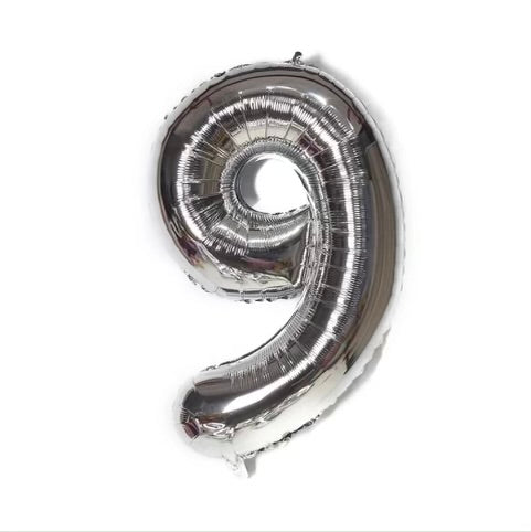 Number Balloon 9 Silver 32"