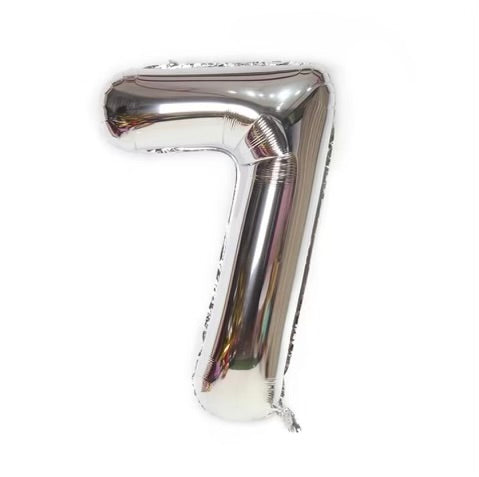 Number Balloon 7 Silver 32"