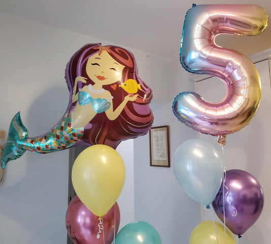 Helium balloons numbers  - Rainbow