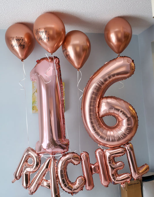 Helium balloons numbers- Rose Gold
