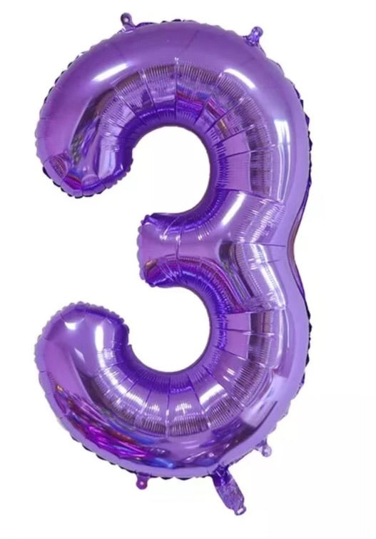 Number Balloon 3 Purple 32"