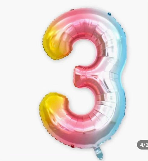 Number Balloon 3 Rainbow  32"