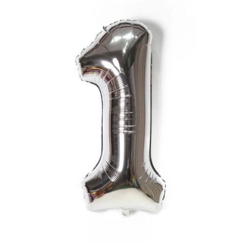 Number Balloon 1 Silver 32"