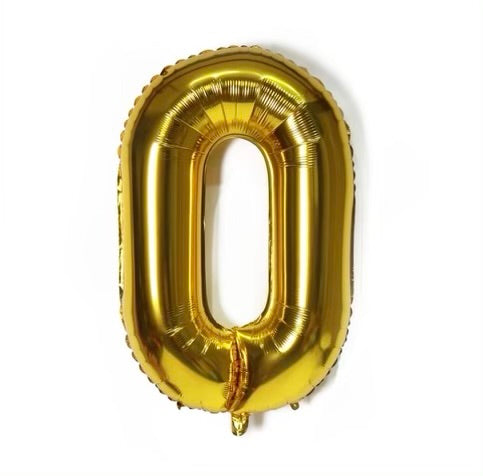 Number Balloon 0 Gold 32"