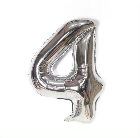 Number Balloon 4 Silver 32"
