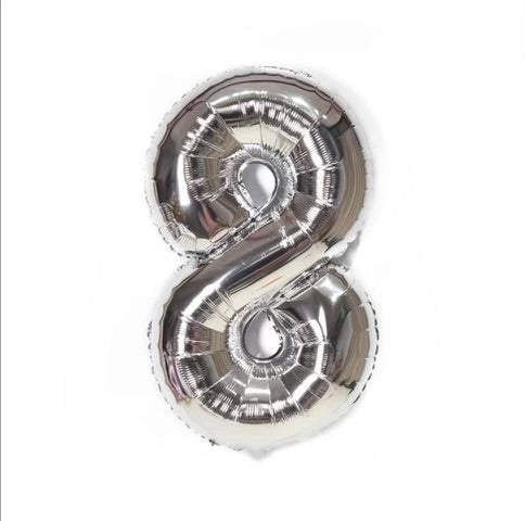 Number Balloon 8 Silver 32"