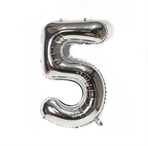 Number Balloon 5 Silver 32"