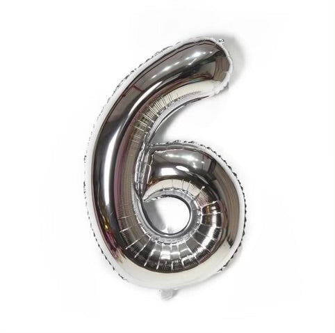 Number Balloon 6 Silver 32"