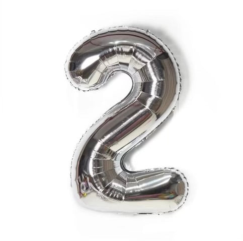 Number Balloon 2 Silver 32"