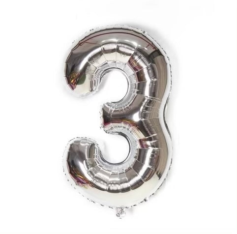 Number Balloon 3 Silver 32"